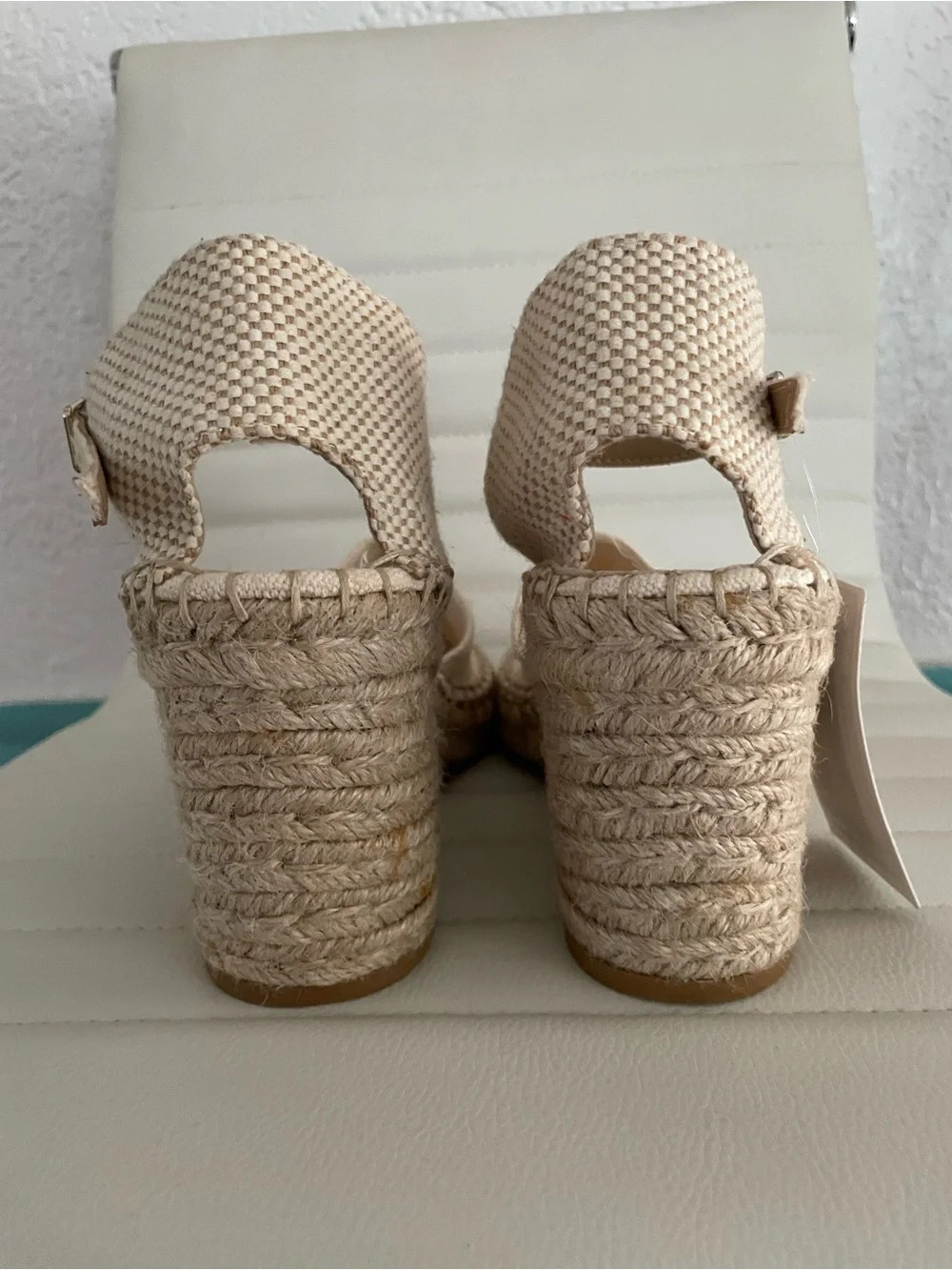 Espadrille Wedge Sandals - Beige Canvas sz7